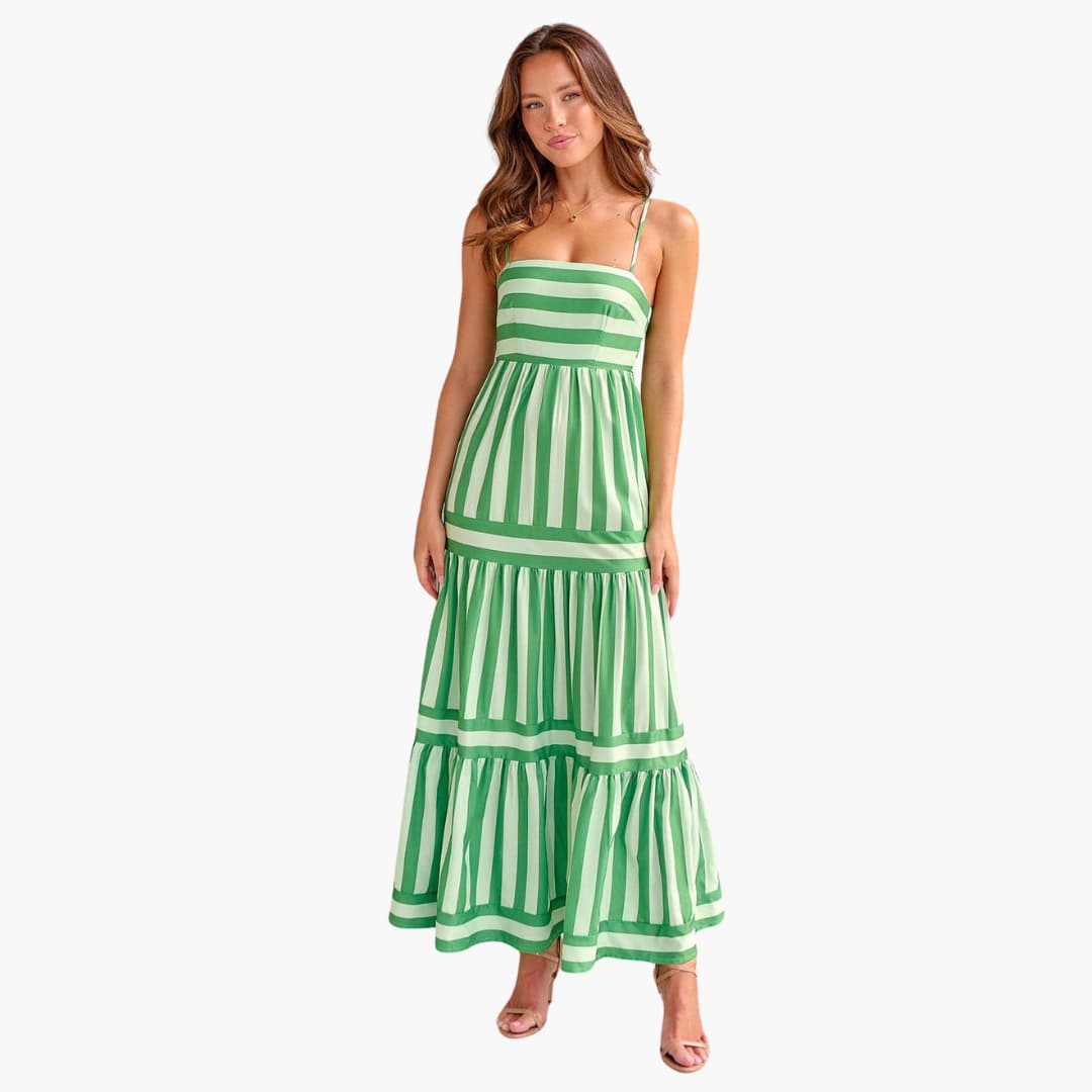 Robe Maxi Femme - Robe d'été rayée avec bretelles
