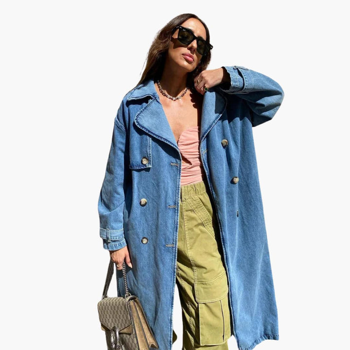 Trench-coat long avec ceinture pour femmes