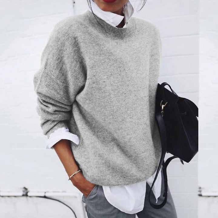 Pull en tricot pour femmes avec col rond | Manches longues