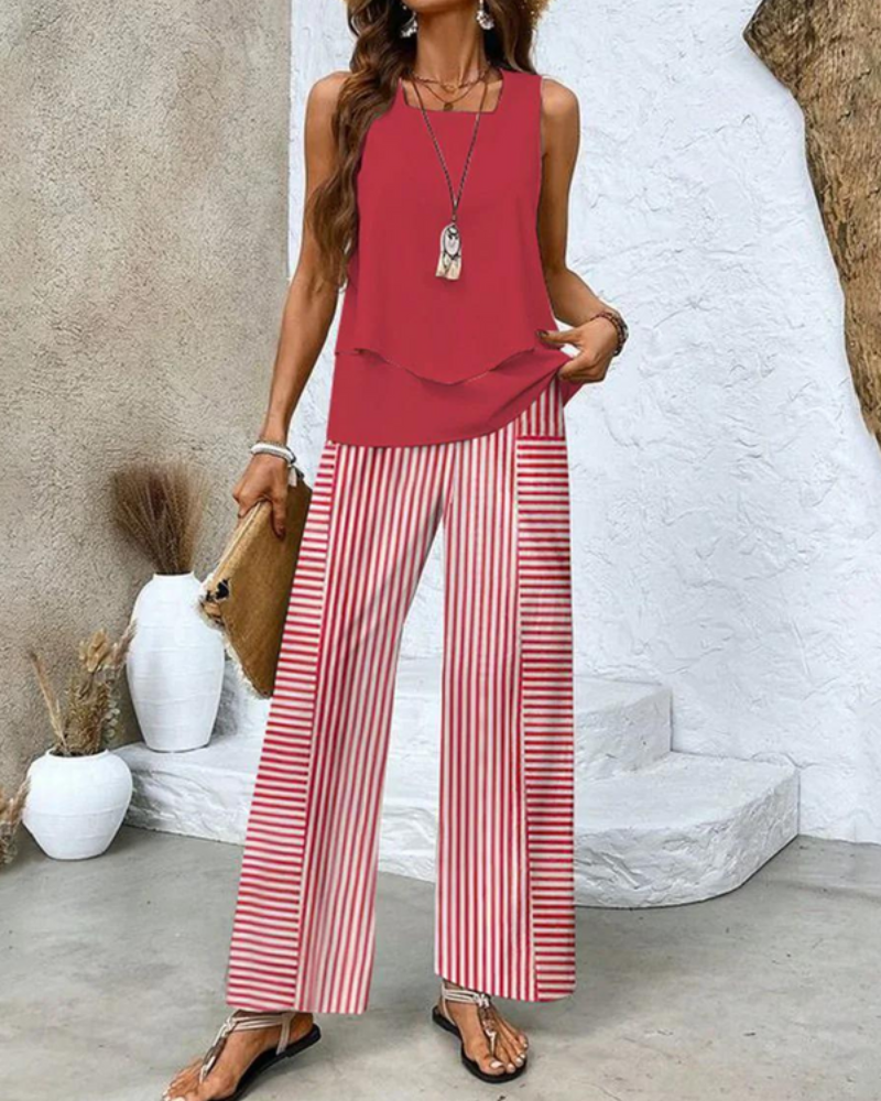 Ensemble d'été pour femmes | Top sans manches & Pantalon droit