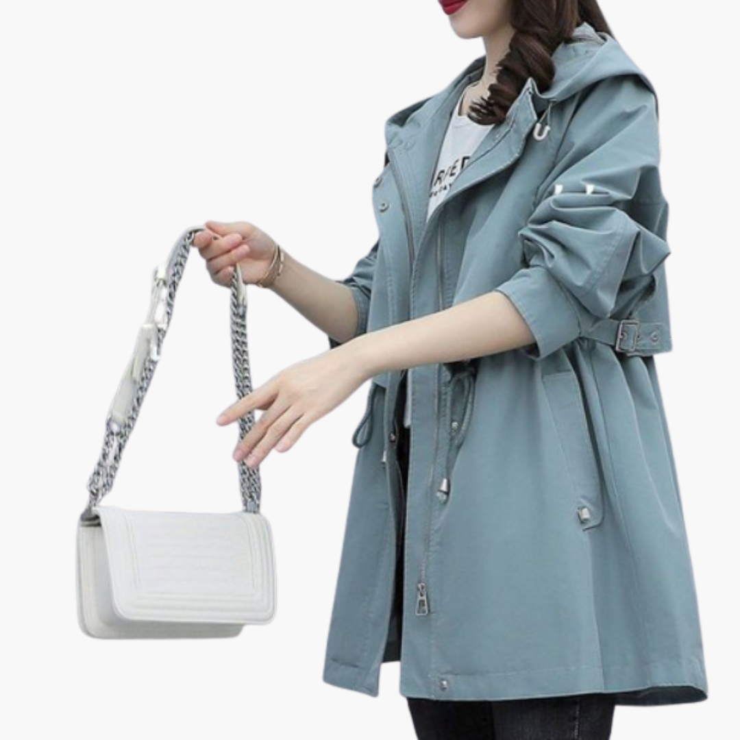 Manteau trench pour femmes avec capuche et taille ajustable