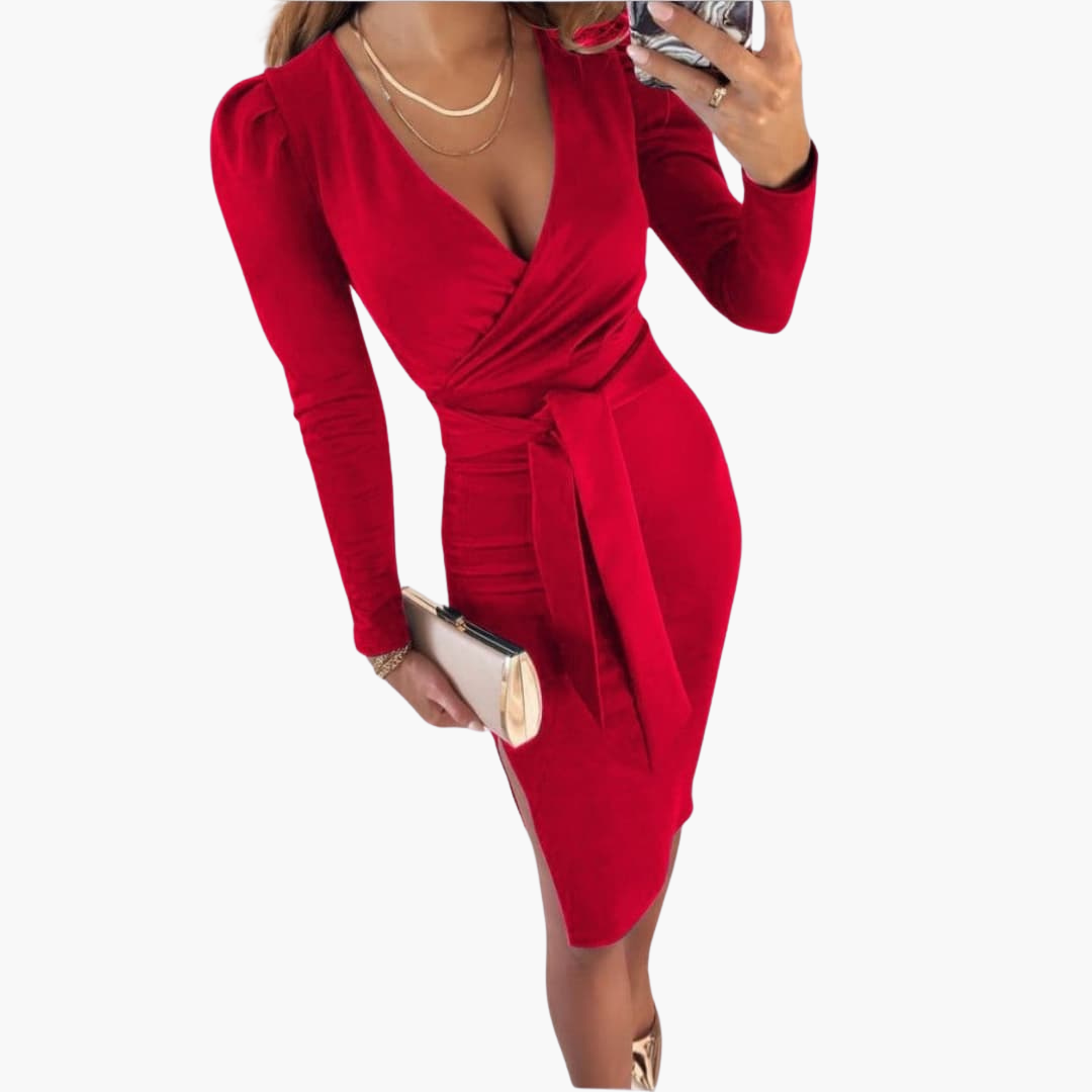 Robe midi à décolleté en V pour femmes – Robe d'été à bretelles nouées