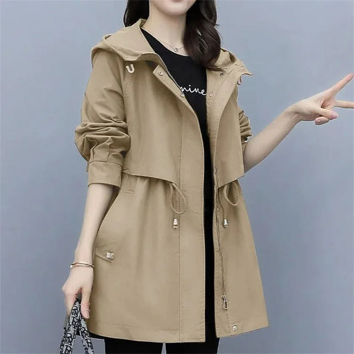 Trench-coat Femme | Saison de Transition Avec Coupe Moyenne Et Capuche