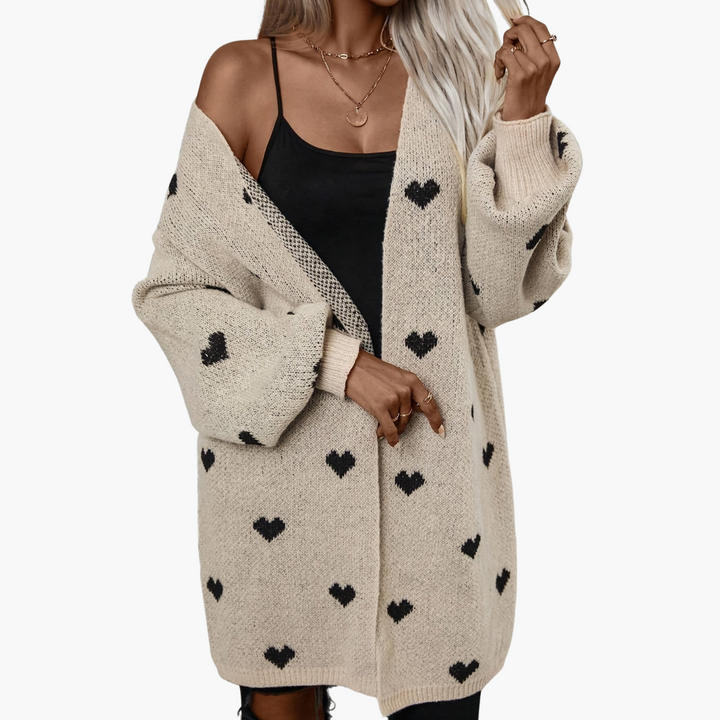 Cardigan pour femmes avec devant ouvert et motif en cœur