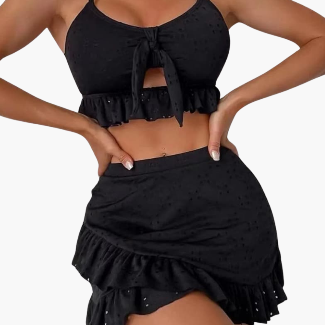 Ensemble de Bikini Femme - 3 pièces avec volants & design taille haute