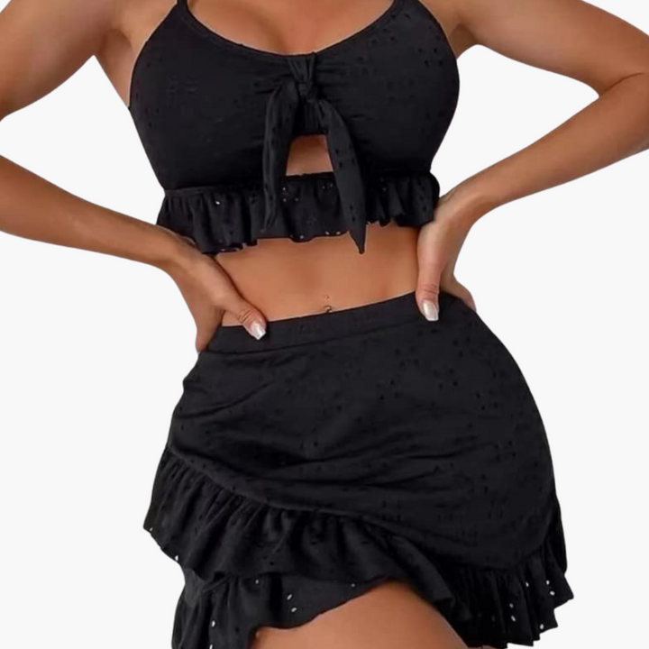 Ensemble de Bikini Femme - 3 pièces avec volants & design taille haute