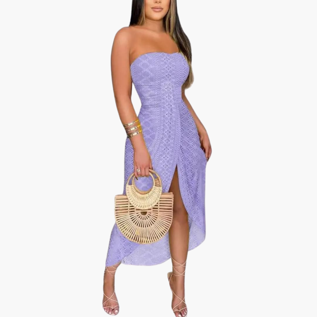Robe midi brodée pour femmes – Robe d'été élégante