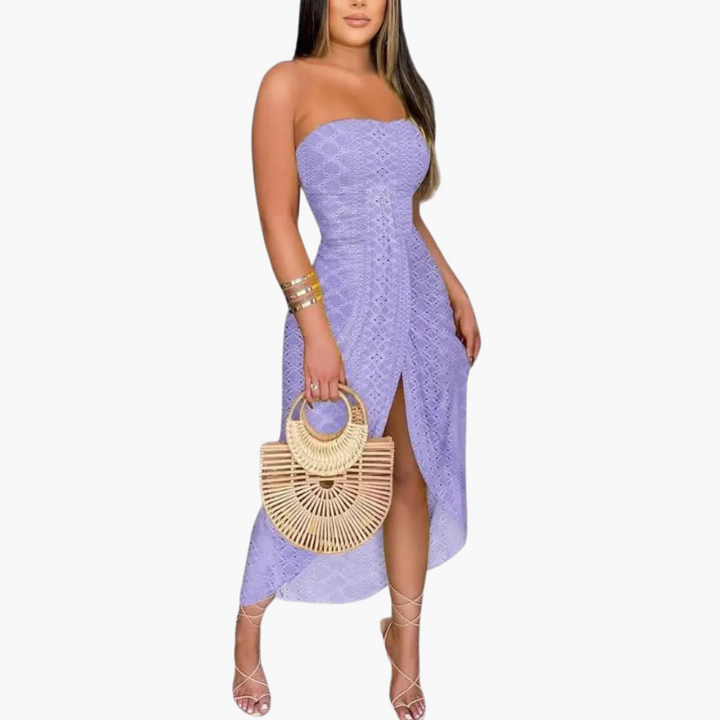 Robe midi brodée pour femmes – Robe d'été élégante