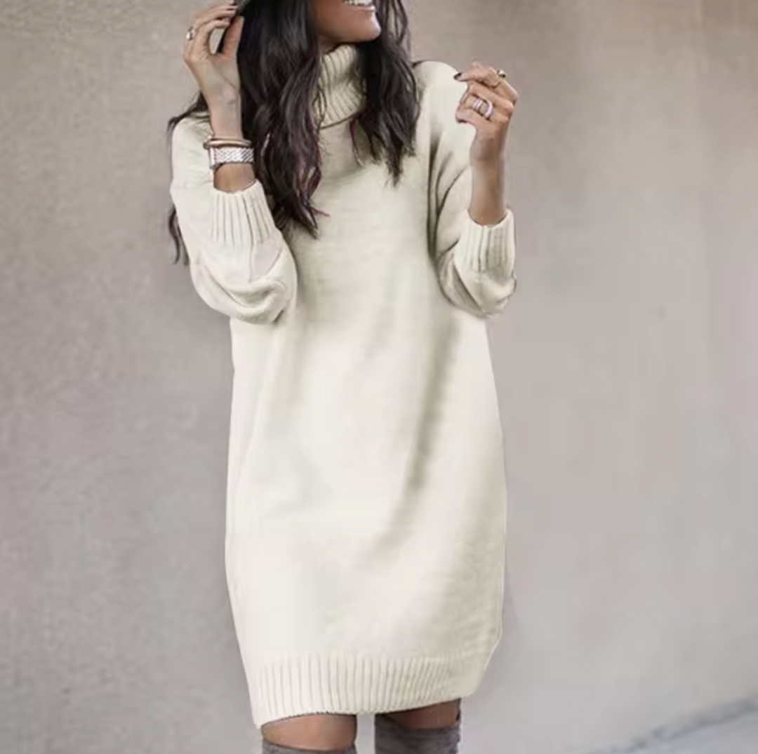 Robe pull col roulé pour femmes | Manches longues