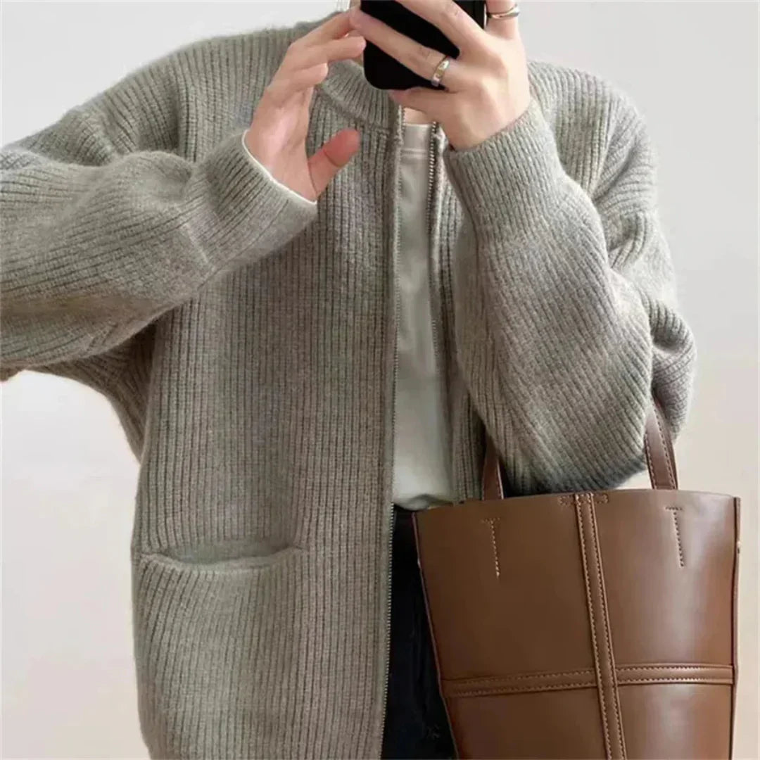 Cardigan en tricot confortable avec devant ouvert et texture côtelée – pour femmes