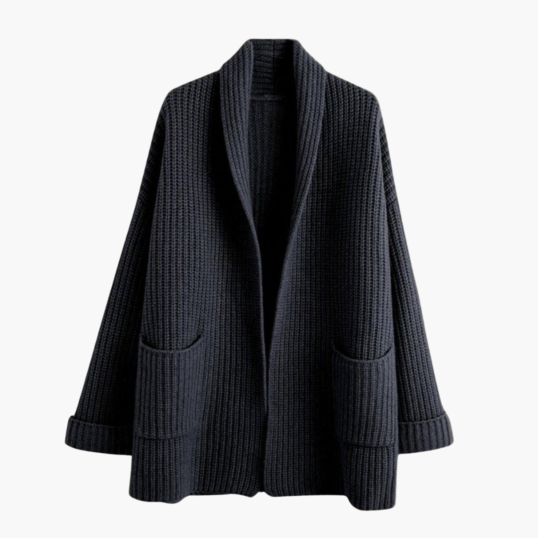 Cardigan femme avec décolleté en V et poches avant