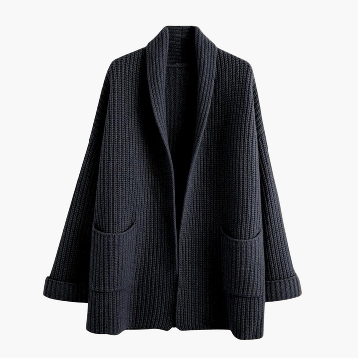 Cardigan femme avec décolleté en V et poches avant
