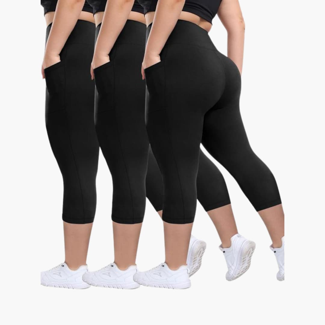 Ensemble de Leggings Capri - Pour Femmes Taille Haute Sport