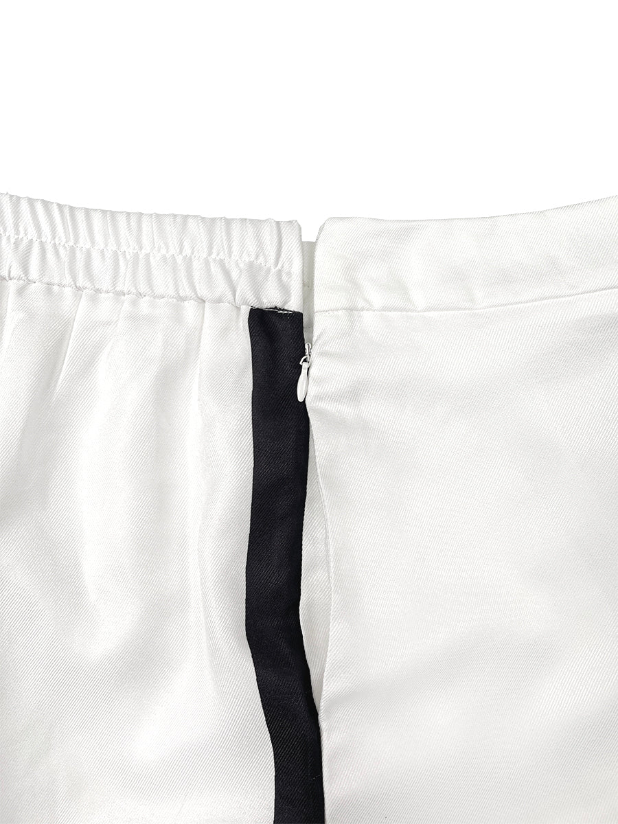 Pantalon taille haute, à jambes larges, couleur contrastée
