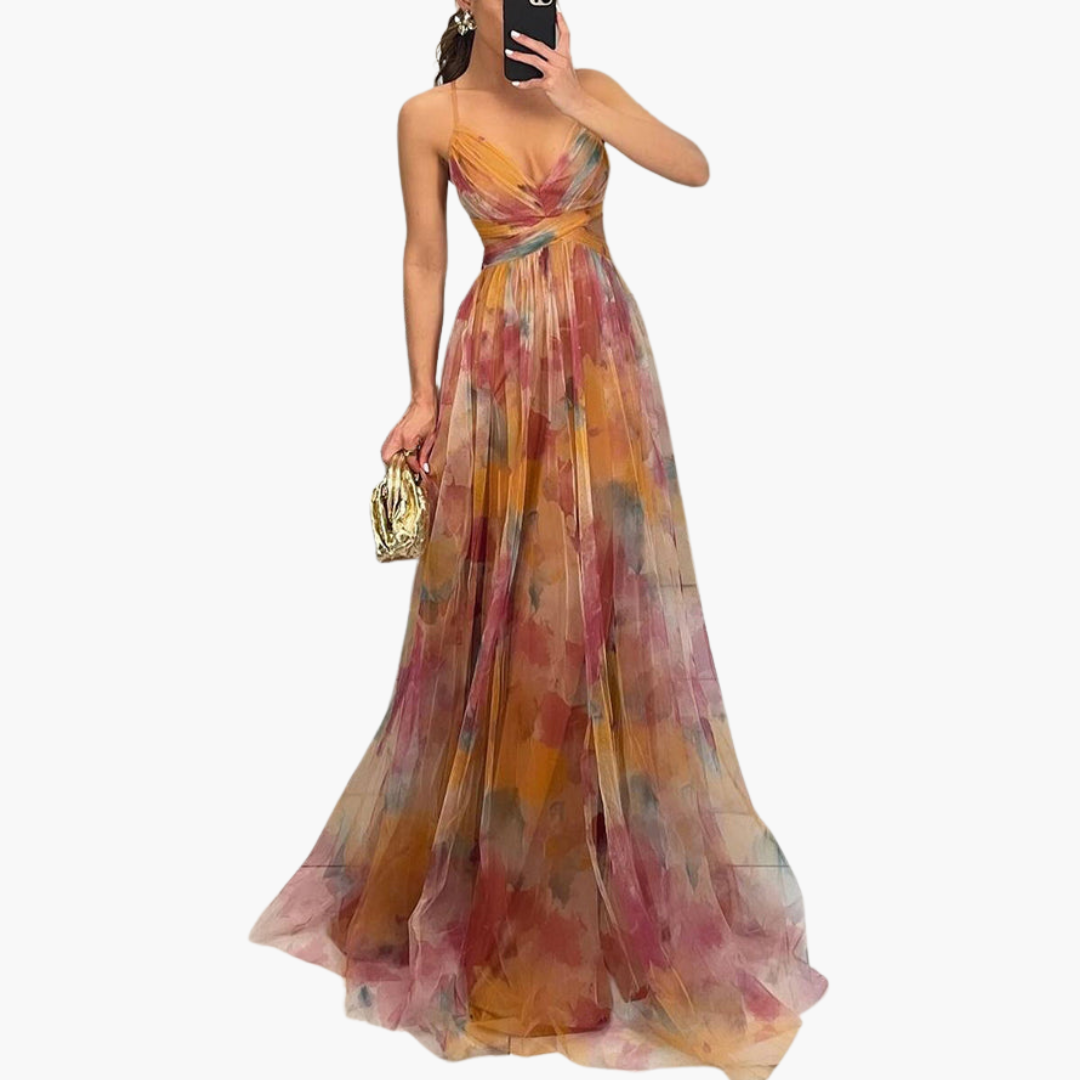 Robe Maxi Élégante pour Femmes avec - Motif Floral Glamour