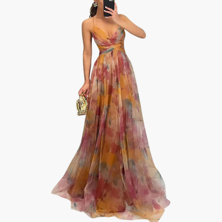 Robe Maxi Élégante pour Femmes avec - Motif Floral Glamour