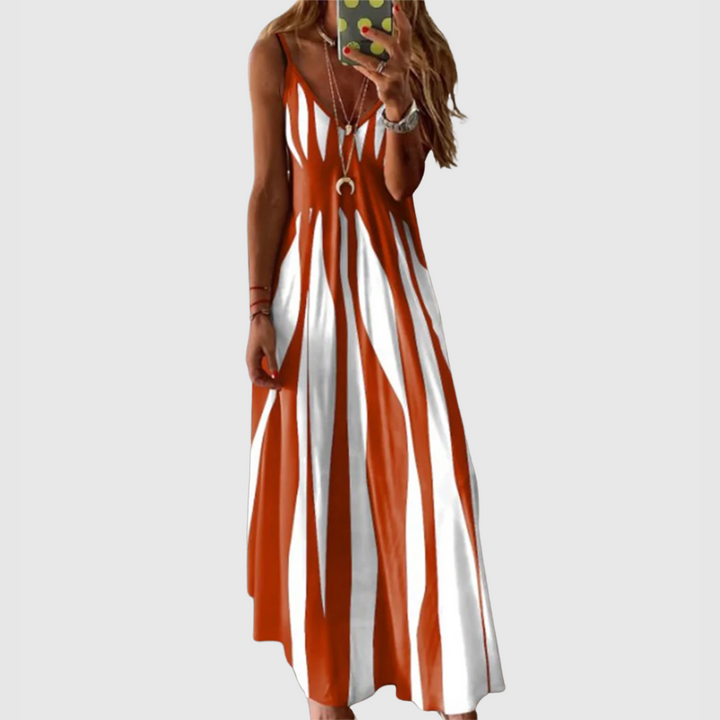 Ariella - Robe maxi sans manches élégante avec rayures