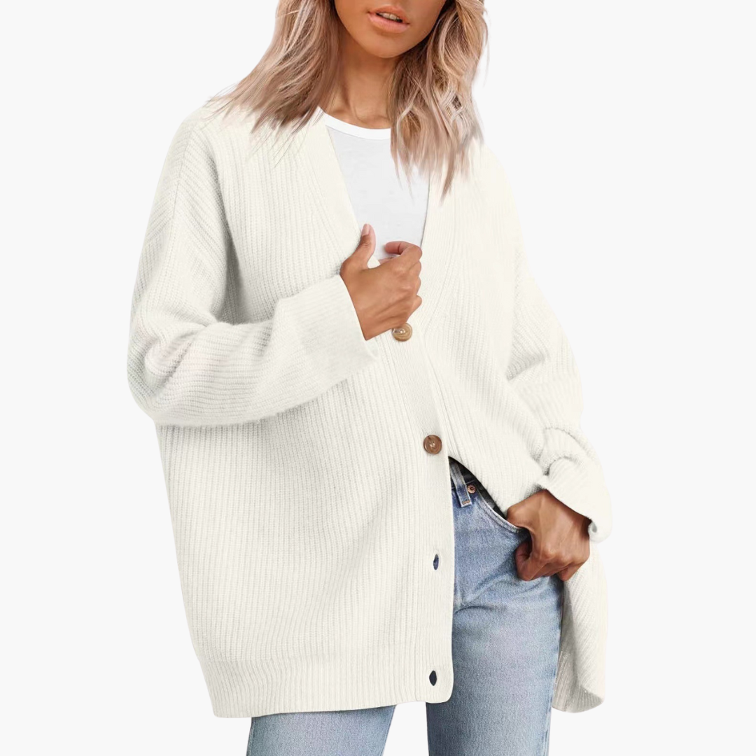Cardigan pour femmes avec décolleté en V et fermeture à boutons