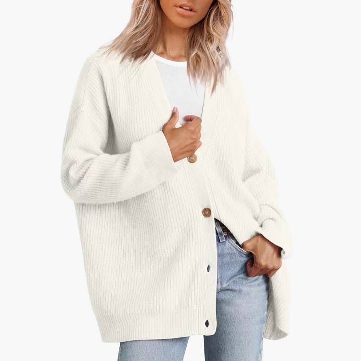 Cardigan pour femmes avec décolleté en V et fermeture à boutons