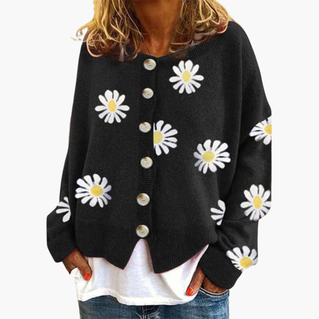 Cardigan pour femmes avec fermeture à boutons et motif floral