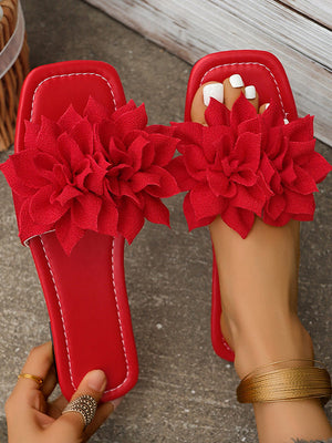 Mules en forme de fleur, à bout ouvert, à empiècements