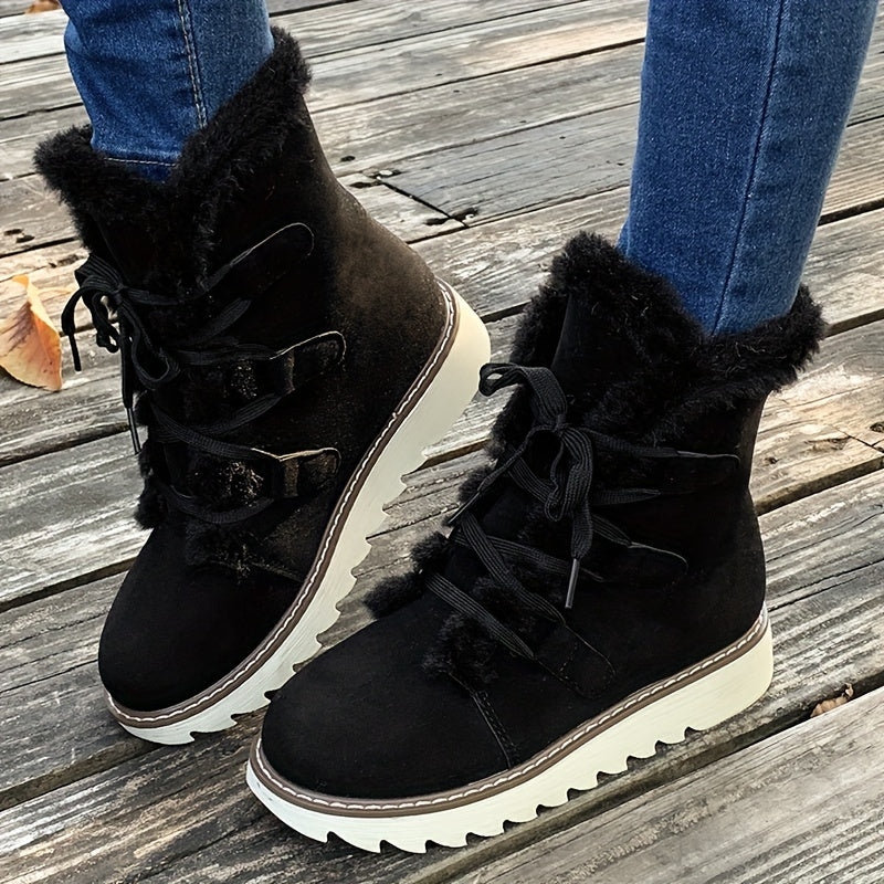 Bottes d'Hiver Femme | Avec Lacets et Semelle Épaisse