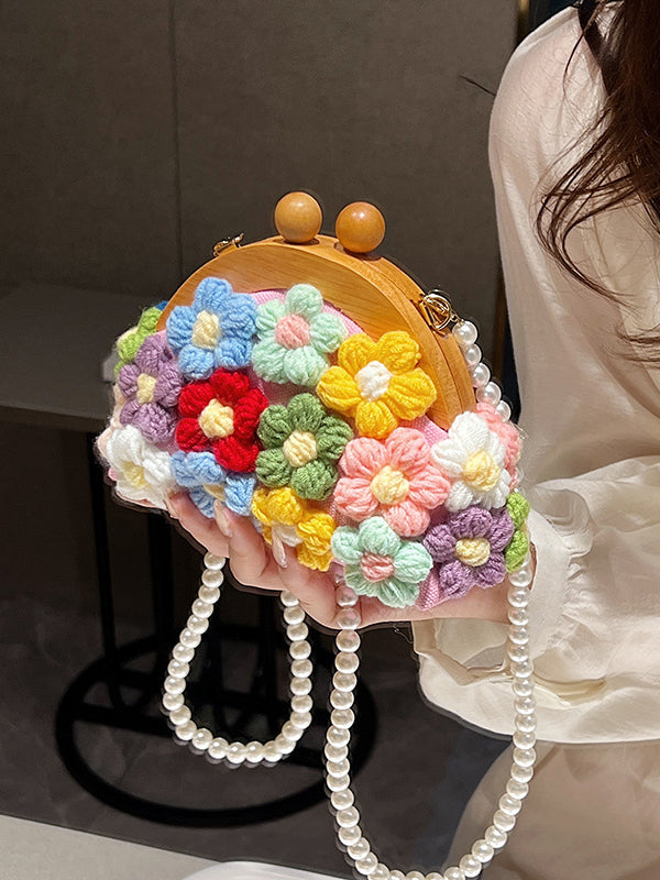 Sac à main à chaîne, en forme de fleur