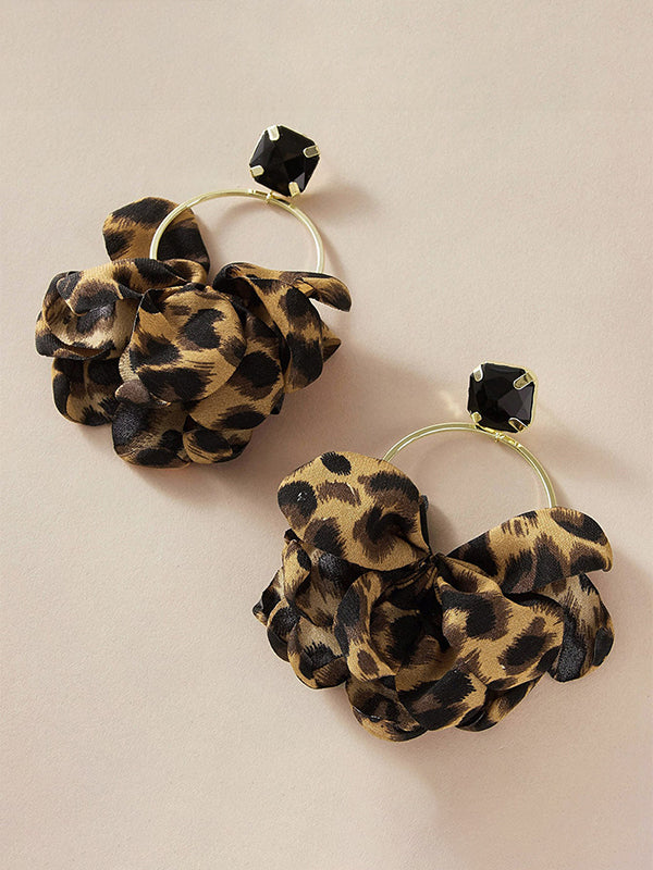 Boucles d'oreilles ajourées à imprimé léopard, à empiècements