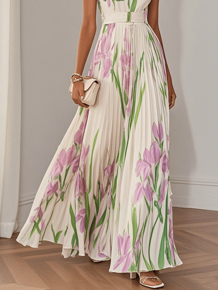 Sophie™ | Robe maxi plissée luxueuse avec imprimé floral