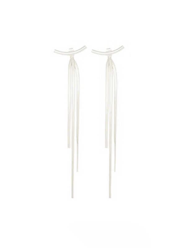Boucles d'oreilles pendantes géométriques à pompons