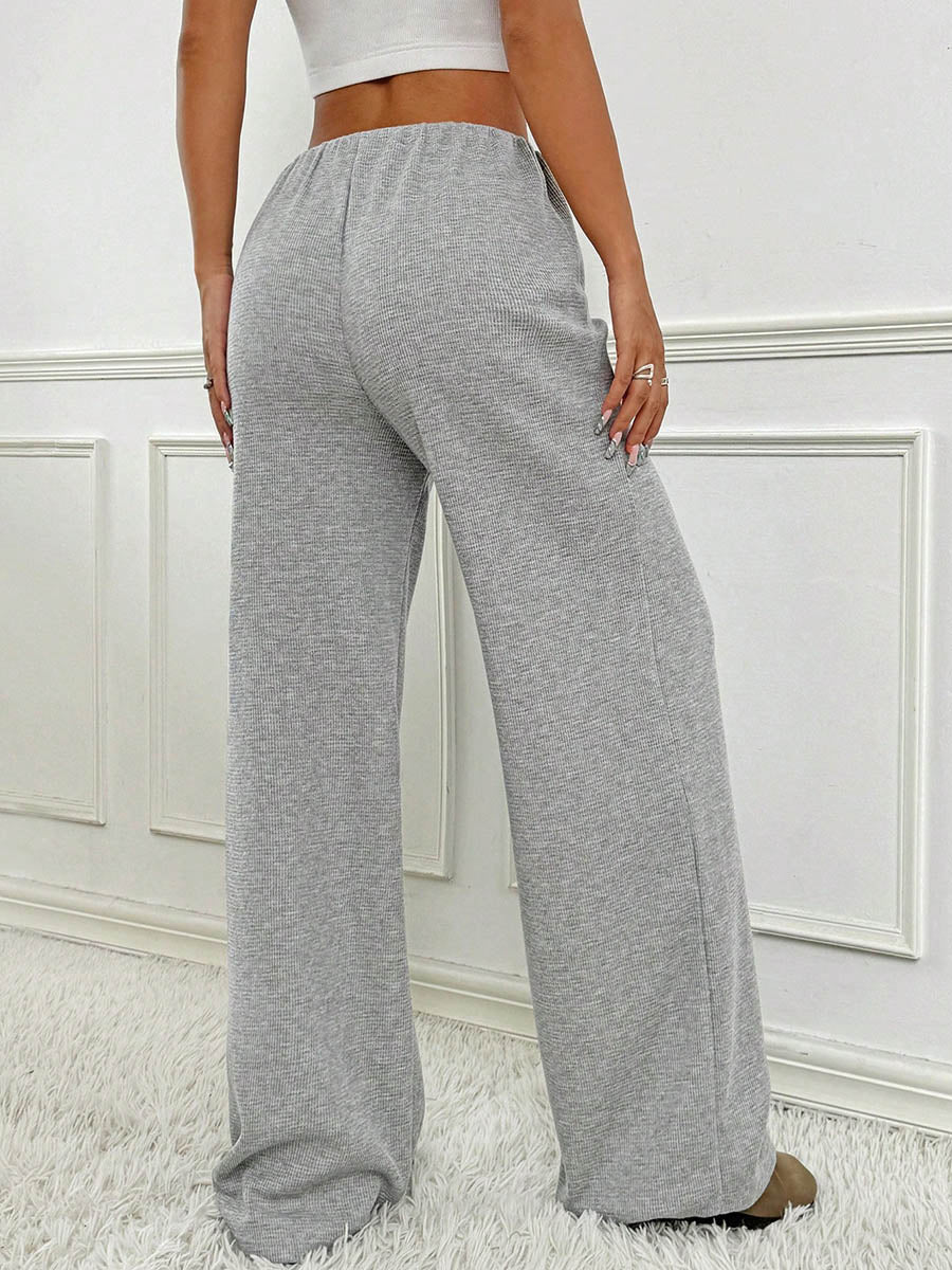 Pantalon rayé à taille élastique, taille haute, à cordon de serrage, à empiècements, couleur contrastée