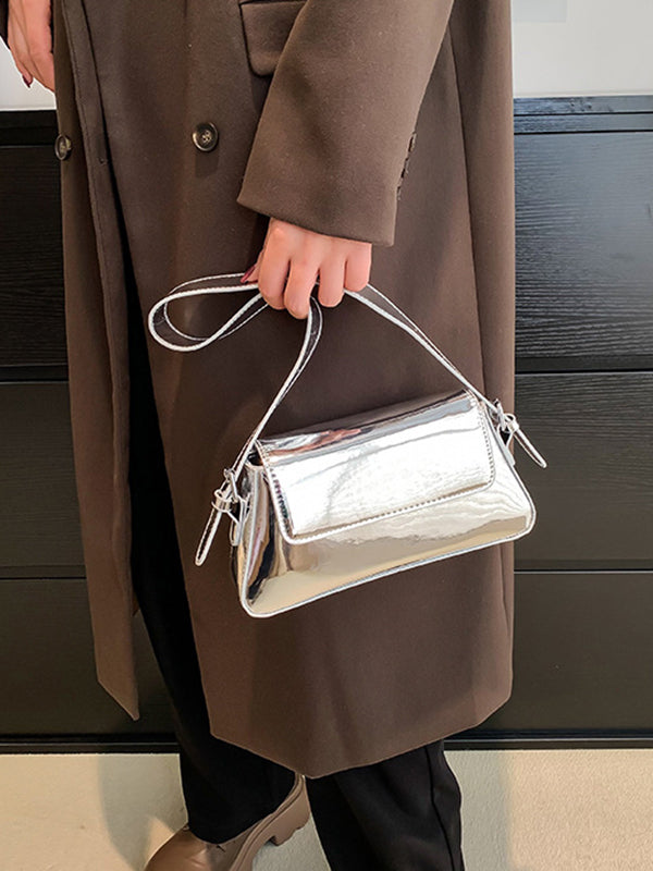 Sac à main géométrique à fermeture éclair, couleur unie