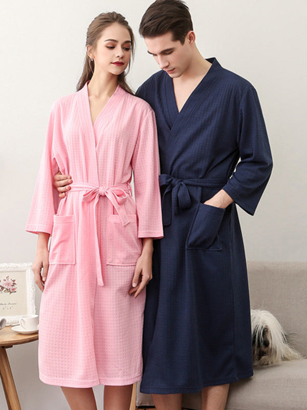 Robe de pyjama fine à bandage solide et confortable