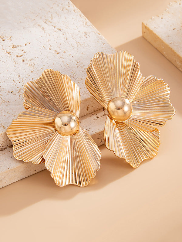 Boucles d'oreilles à coupe irrégulière, en forme de fleur
