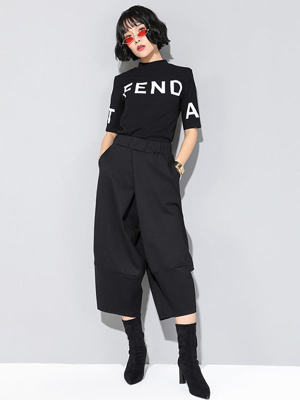 Bas de pantalon trois-quarts décontractés, jambes larges et amples, couleur unie