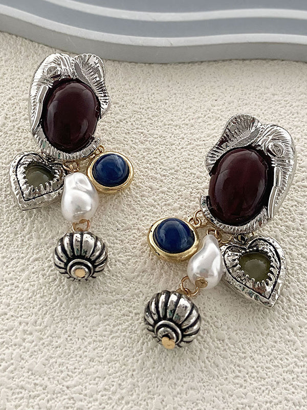 Boucles d'oreilles brillantes à coupe irrégulière, en forme d'animal, en forme de cœur