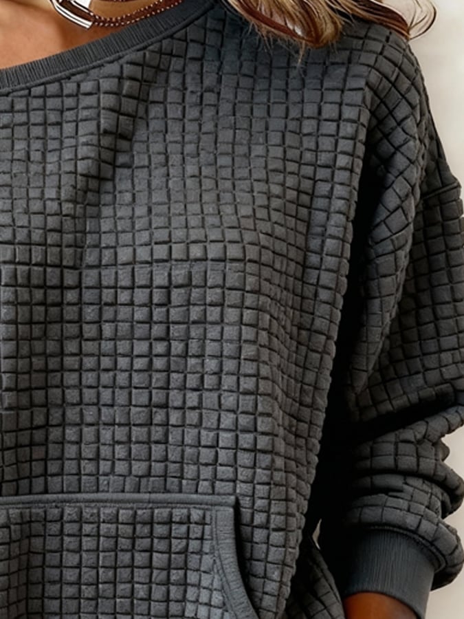 Romy | Sweatshirt à carreaux pour femmes Off-Shoulder moderne