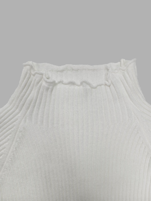 Pull simple ample à col haut, couleur unie