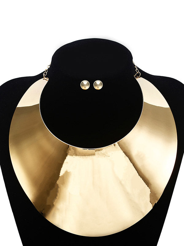 Ensemble trois pièces géométrique – collier + boucles d'oreilles + bracelet