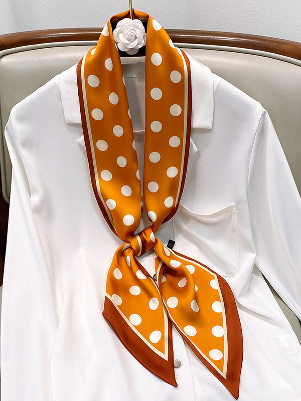 Bandeau pour cheveux et écharpe en soie imprimés à pois vintage