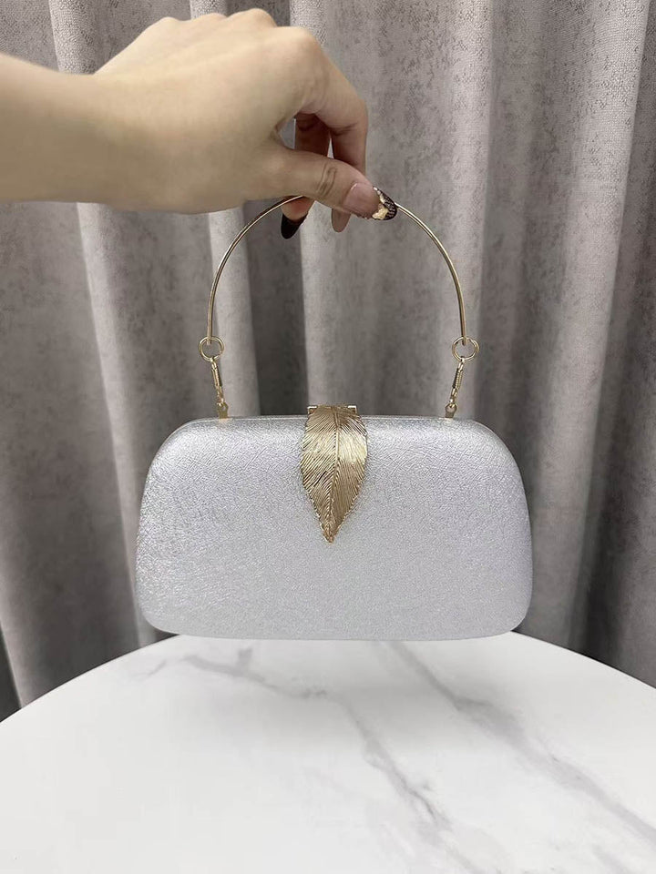 Pochette de soirée plissée à chaîne, en forme de feuilles, à cadenas
