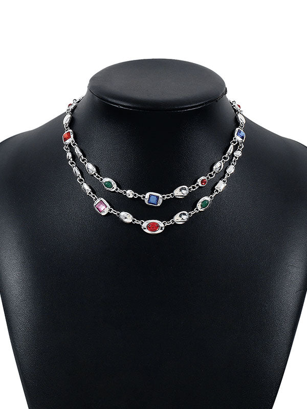 Collier géométrique à double rang