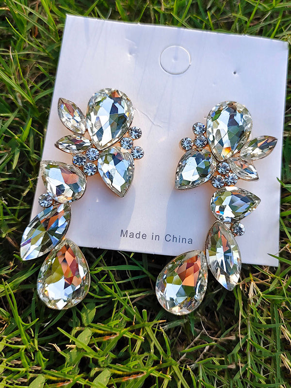 Boucles d'oreilles pendantes géométriques à strass