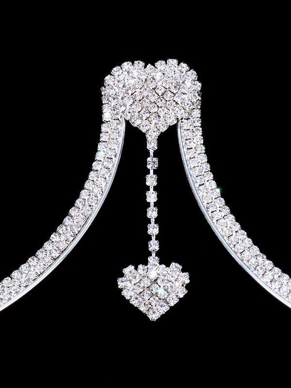 Accessoires de chaîne de corps en forme de cœur en alliage de strass