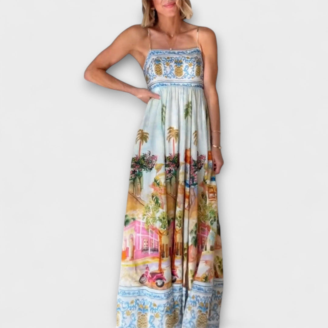 Luira – Robe maxi à tomber avec motif multicolore