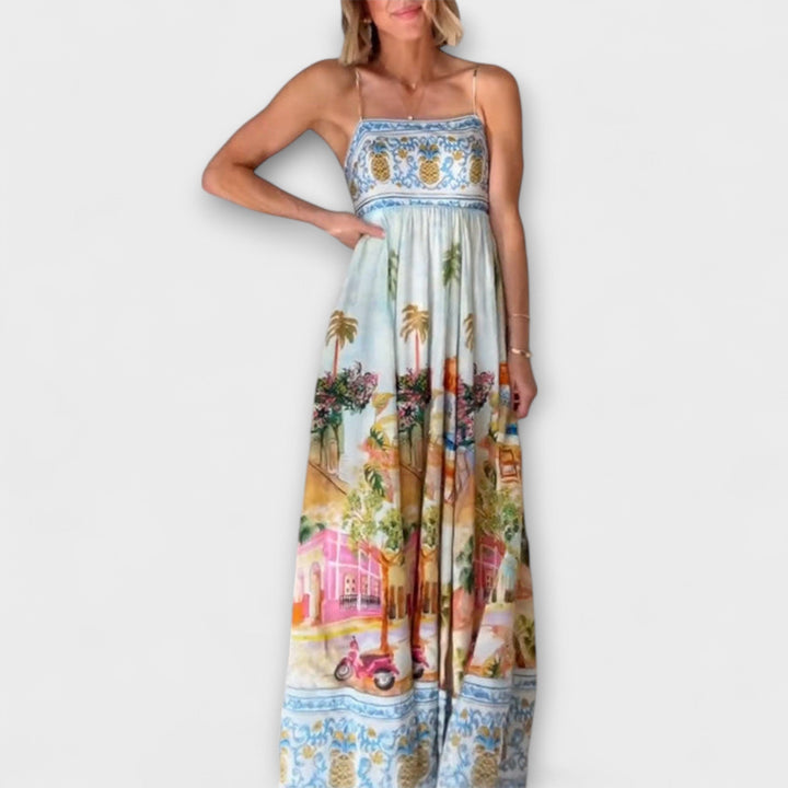 Luira – Robe maxi à tomber avec motif multicolore