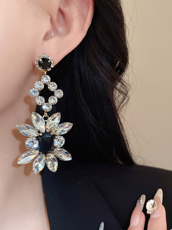 Boucles d'oreilles pendantes géométriques à strass