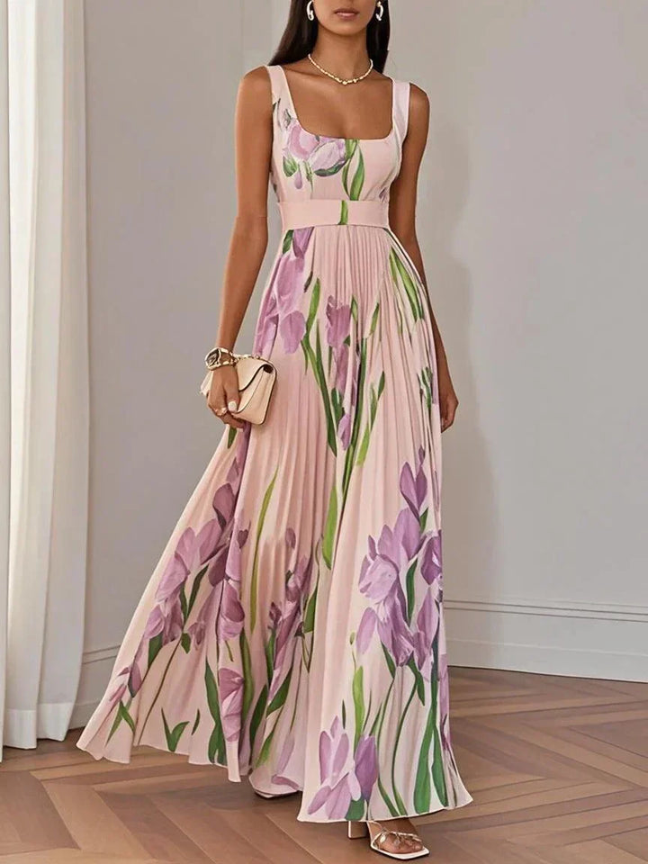 Sophie™ | Robe maxi plissée luxueuse avec imprimé floral