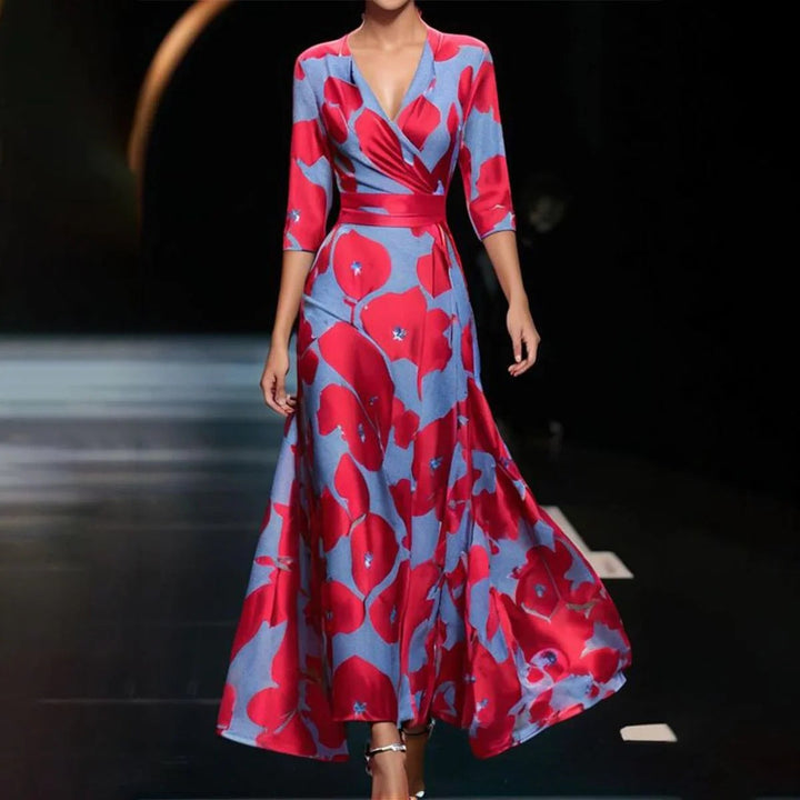Vivian - Robe maxi imprimée avec décolleté en V