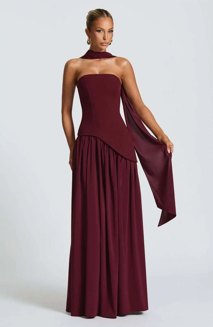Elfriede | Robe de mère de la mariée sans manches, robe de soirée maxi en A-line avec fente